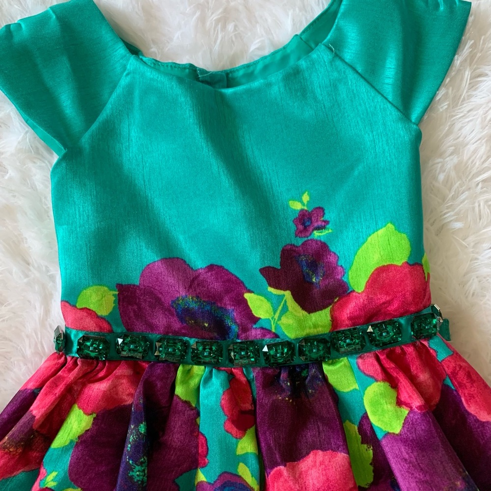 Gorgeous Emerald Floral Print with Emerald Stone Embellishments around the waist